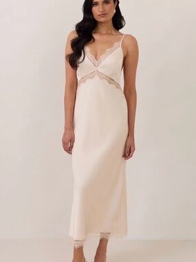 Park & Fifth Isadora Dress Satin in Ivory, XXS, BNWT